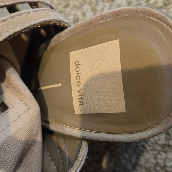 Women's Tan Peep-Toe Ankle Boots - Picture 2 of 3